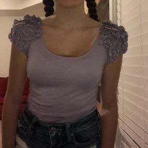 Purple shirt with sleeve design